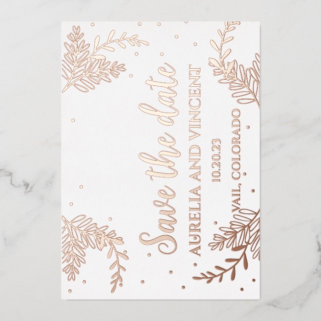 Carte de sauvegarde à date en feuille d'or rose (Recto)
