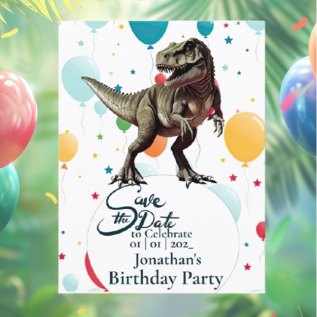 Carte de sauvegarde d'anniversaire de dinosaure T- (Throw the ultimate Jurassic dinosaur birthday bash with T-Rex themes!)