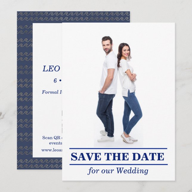 Carte de sauvegarde de date à plat pour amateurs d (Devant / Derrière)