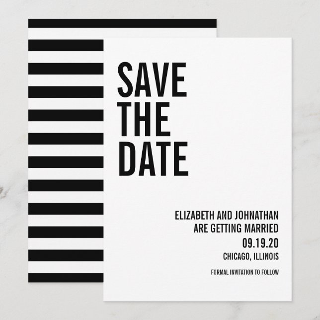 Carte de sauvegarde de date à typographie simple e (Devant / Derrière)