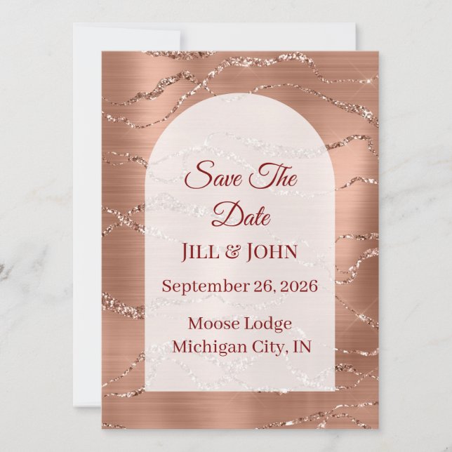 Carte de sauvegarde de date arquée rose gold pour  (Devant)