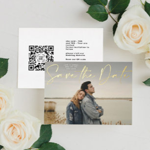 Carte de sauvegarde de date avec code QR photo et