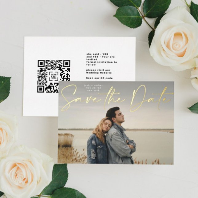 Carte de sauvegarde de date avec code QR photo et  (Créateur téléchargé)