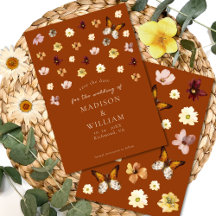Carte de sauvegarde de date Bohème Fleur sauvage O