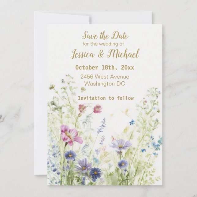 Carte de sauvegarde de date Bohème Florale Fleurs  (Devant)