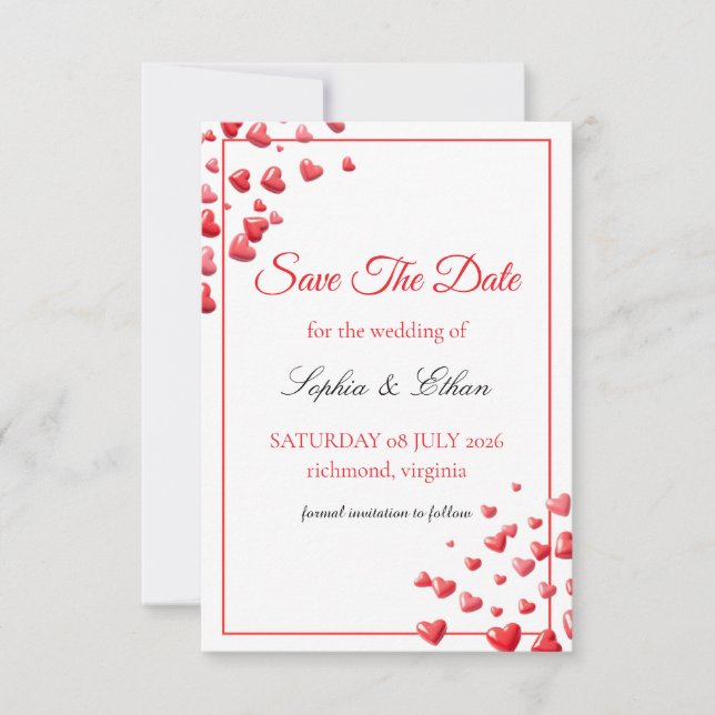 Carte de sauvegarde de date Coeurs Rose Tendres (Devant)