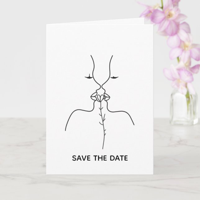 Carte de sauvegarde de date d'art de ligne minimal (Orchidée)