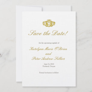 Carte de sauvegarde de date de bague Claddagh en o