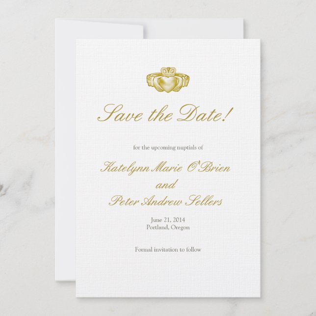 Carte de sauvegarde de date de bague Claddagh en o (Devant)