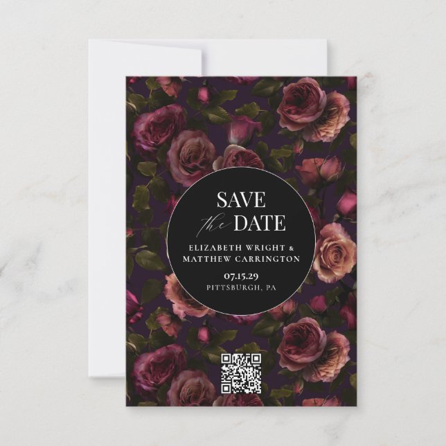 Carte de sauvegarde de date de fleur romantique fo (Devant)