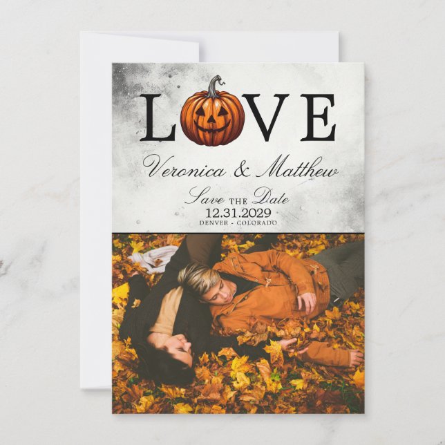 Carte de sauvegarde de date de la Love Pumpkin (Devant)