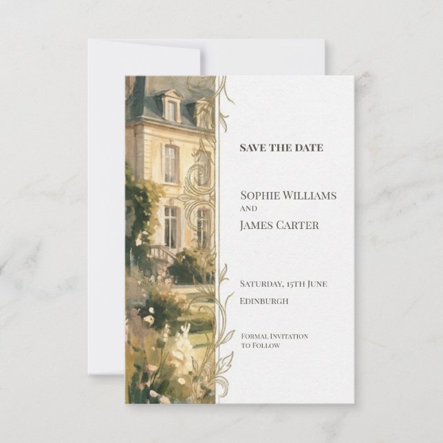 Carte de sauvegarde de date de lieu rustique (Devant)