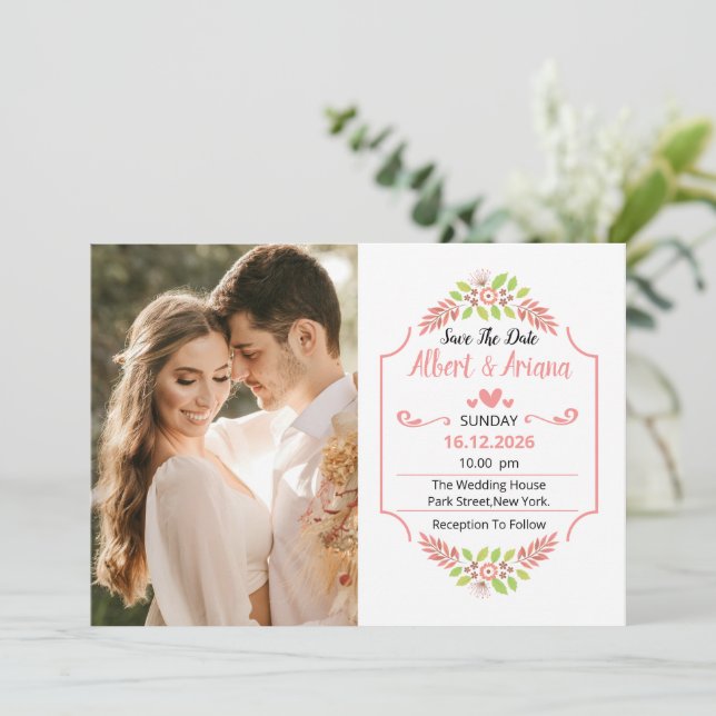 Carte de sauvegarde de date de mariage (Debout devant)