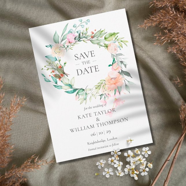 Carte de sauvegarde de date de mariage à aquarelle (Créateur téléchargé)