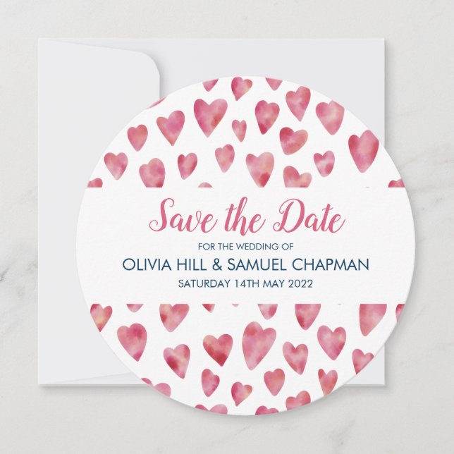 Carte de sauvegarde de date de mariage à cœur rose (Devant)