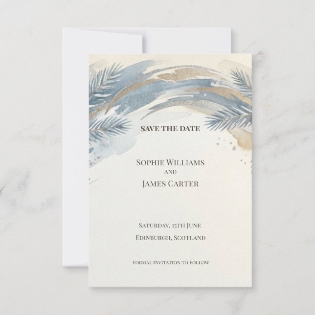 Carte de sauvegarde de date de mariage à feuille d (Devant)