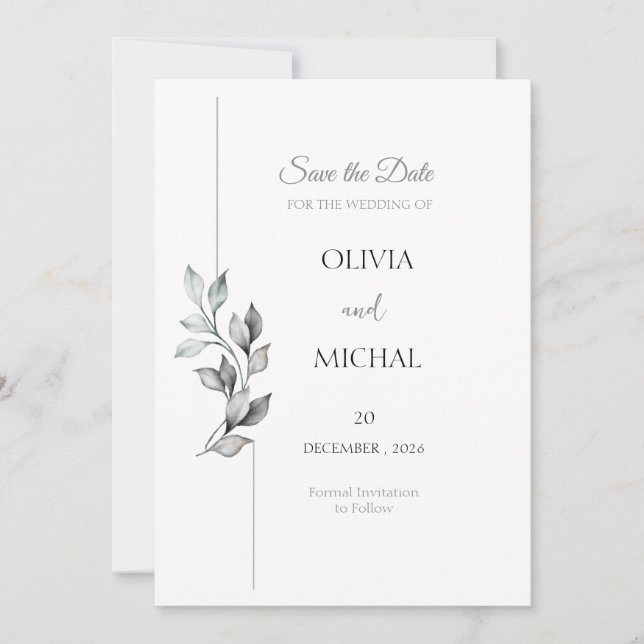 Carte de sauvegarde de date de mariage à foliation (Devant)