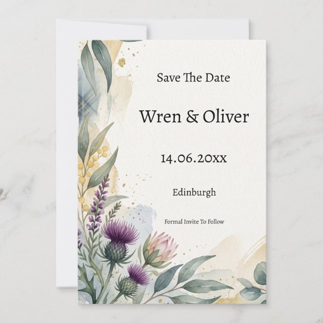 Carte de sauvegarde de date de mariage à motif flo (Devant)