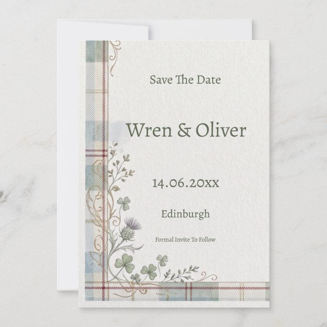 Carte de sauvegarde de date de mariage à motif flo (Devant)