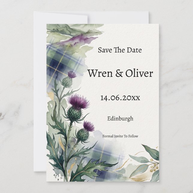 Carte de sauvegarde de date de mariage à motif flo (Devant)