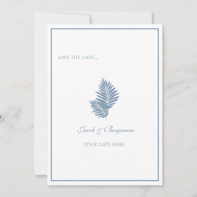 Carte de sauvegarde de date de mariage à plat Palm (Devant)