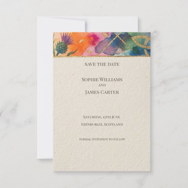 Carte de sauvegarde de date de mariage à tartan ar (Devant)