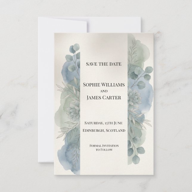 Carte de sauvegarde de date de mariage au design e (Devant)