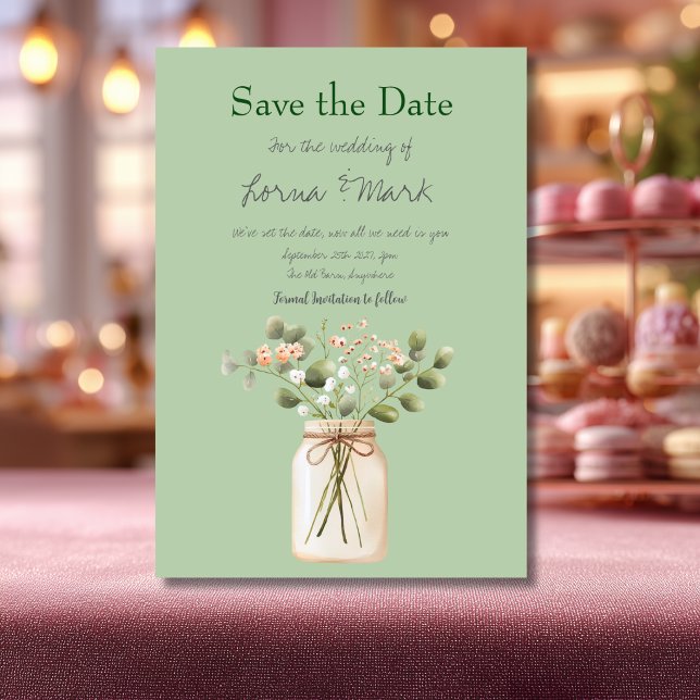 Carte de sauvegarde de date de mariage au pot de f (Créateur téléchargé)
