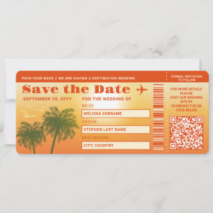 Carte de sauvegarde de date de mariage avec palmie