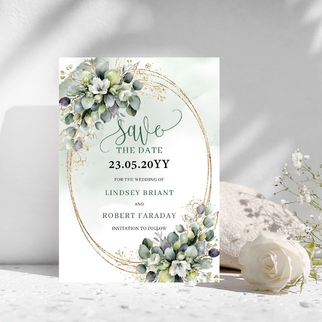 Carte de sauvegarde de date de mariage bohème inte (Timeless Bohemian Eucalyptus Save The Date Card)