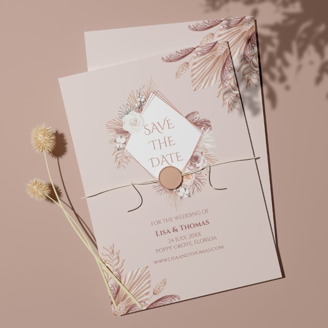 Carte de sauvegarde de date de mariage Boho Blush  (Créateur téléchargé)