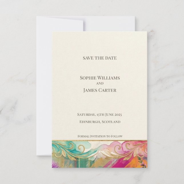 Carte de sauvegarde de date de mariage botanique a (Devant)