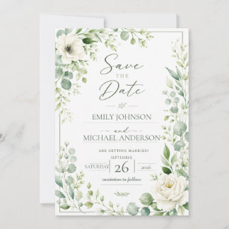 Carte de sauvegarde de date de mariage botanique v