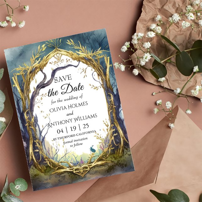 Carte de sauvegarde de date de mariage de la forêt (Créateur téléchargé)