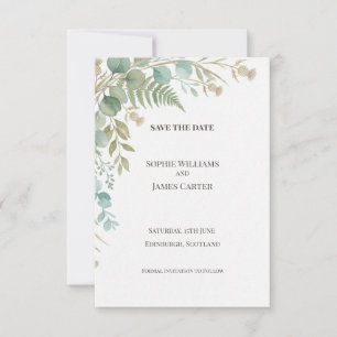 Carte de sauvegarde de date de mariage en botaniqu