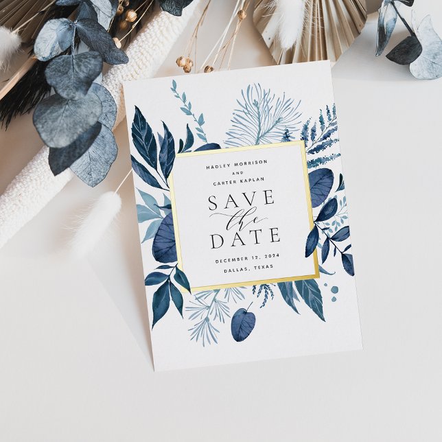 Carte de sauvegarde de date de mariage en feuille  (Créateur téléchargé)
