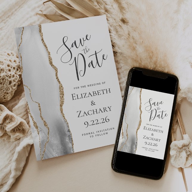 Carte de sauvegarde de date de mariage en gris mod (Créateur téléchargé)