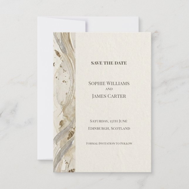 Carte de sauvegarde de date de mariage en marbre n (Devant)