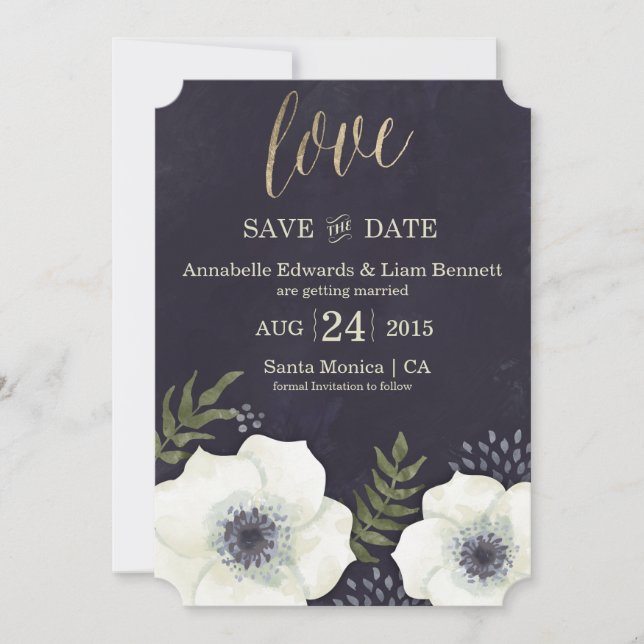 Carte de sauvegarde de date de mariage Fleurs de n (Devant)