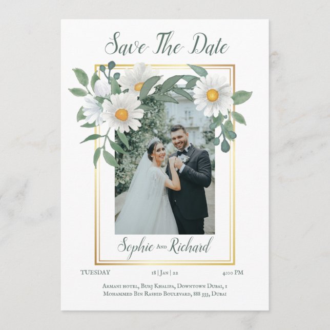 Carte de sauvegarde de date de mariage Fleurs de p (Devant)