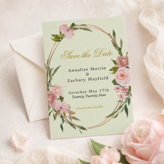 Carte de sauvegarde de date de mariage Floral Roug (Créateur téléchargé)