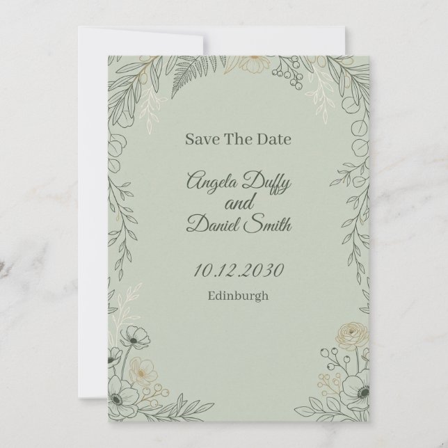 Carte de sauvegarde de date de mariage florale en  (Devant)