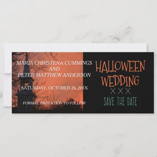 Carte de sauvegarde de date de mariage Halloween É (Devant)