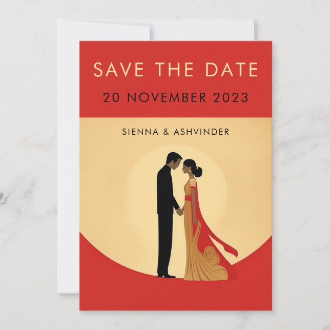 Carte de sauvegarde de date de mariage indien (Devant)