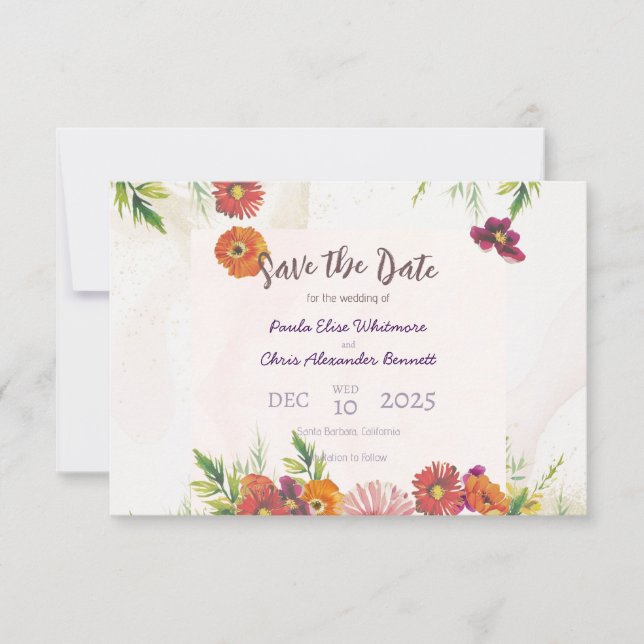 Carte de sauvegarde de date de mariage plate (Devant)