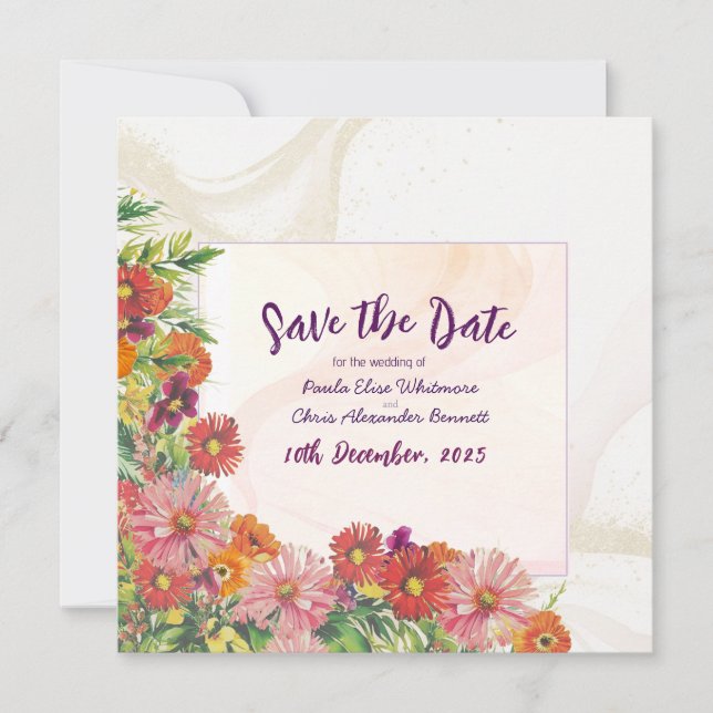 Carte de sauvegarde de date de mariage plate (Devant)