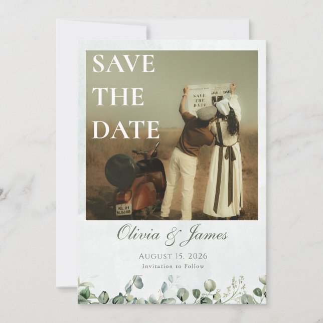 Carte de sauvegarde de date de mariage Rose blanch (Devant)