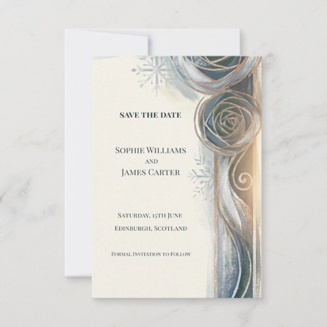 Carte de sauvegarde de date de mariage Rose Grise  (Devant)