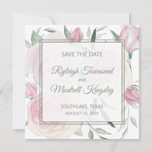 Carte de sauvegarde de date de mariage Rose Rose