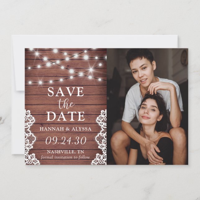 Carte de sauvegarde de date de mariage rustique LG (Devant)